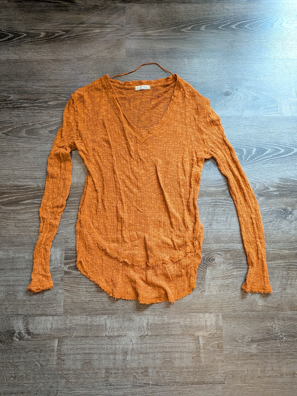 We The Free V-Neck Lightweight Sweater in Rust Orange
